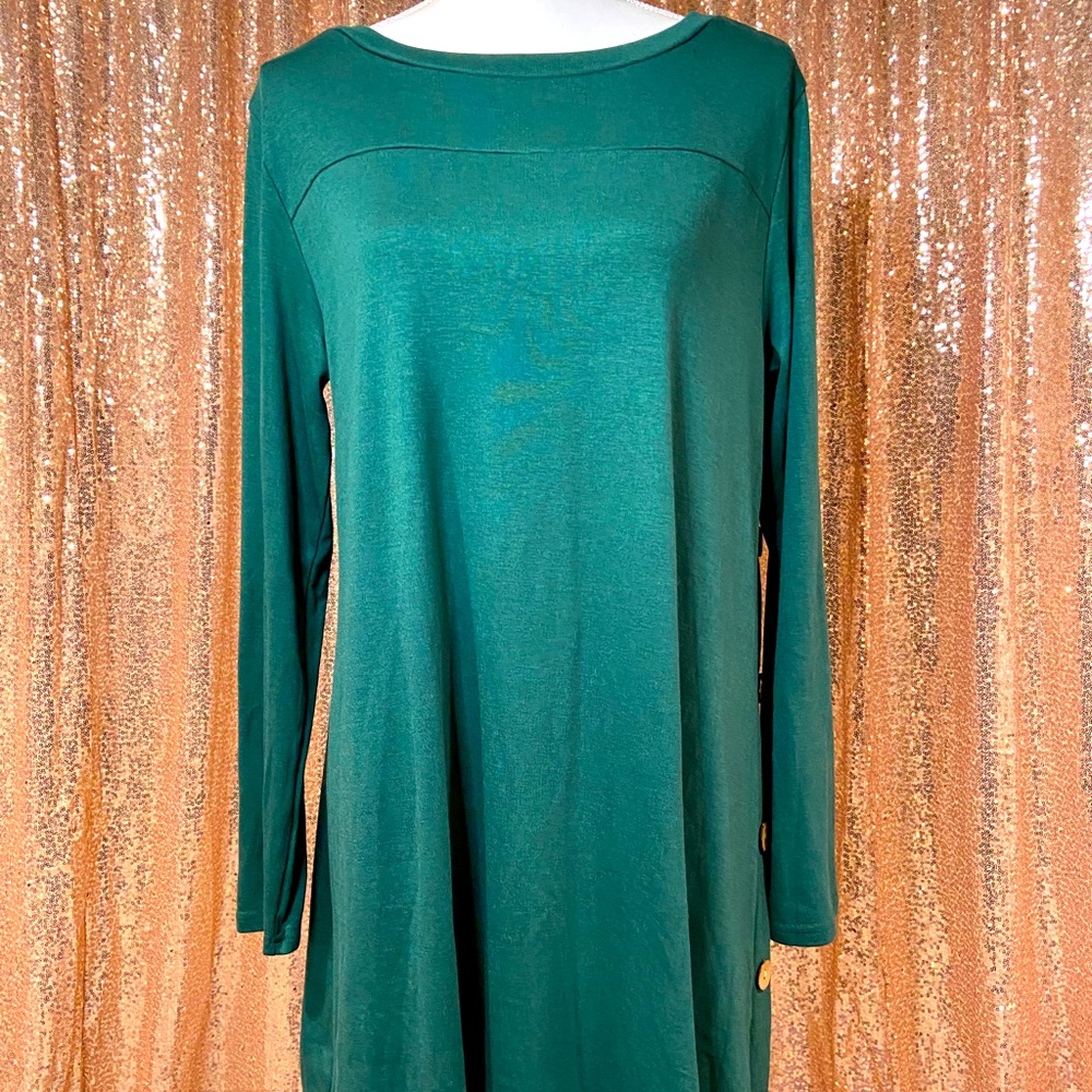 Korsis Green Asymetrical Cotton Dress XL